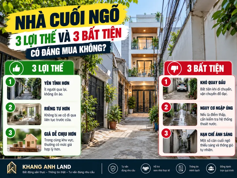 Mua nhà cuối ngõ – 3 lợi thế và 3 bất tiện cần biết